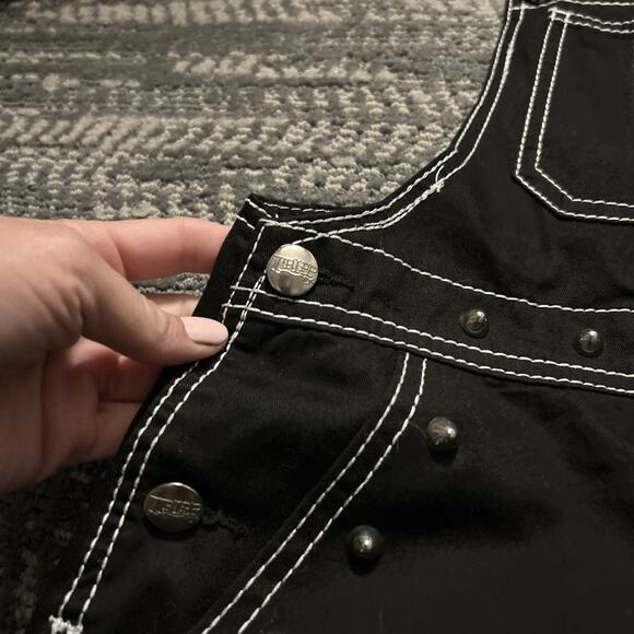 Tripp NYC Daang Goodman Black Spike Studded XS Overalls Shortalls Goth Emo - Picture 3 of 7